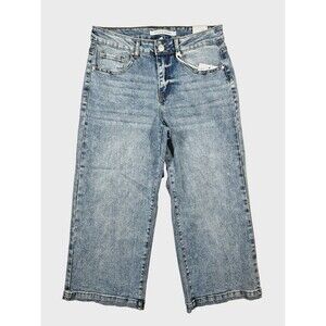 9TH & Main Woman’s Cropped High Rise Wide Leg Stretch Jeans Size 8 Inseam 23"